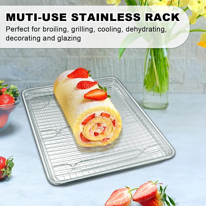 Half Sheet Pans with Rack Set, 18 Inch Commercial Quality Baking Sheet Pan Set - Image 4