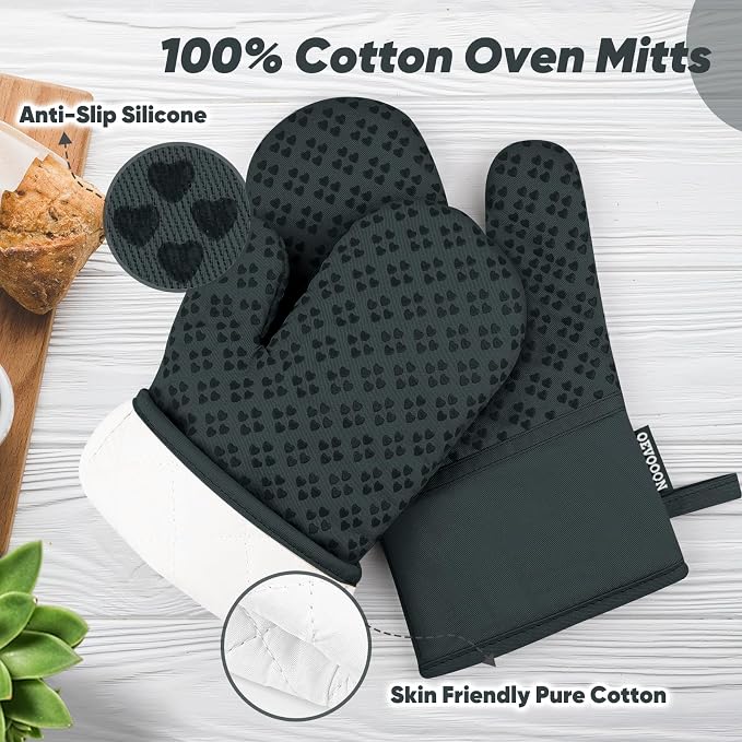 Oven Mitts and Pot Holders 4 Sets, Heat Resistant 500 ℉ Oven Mitt and Pot Holder - Image 3