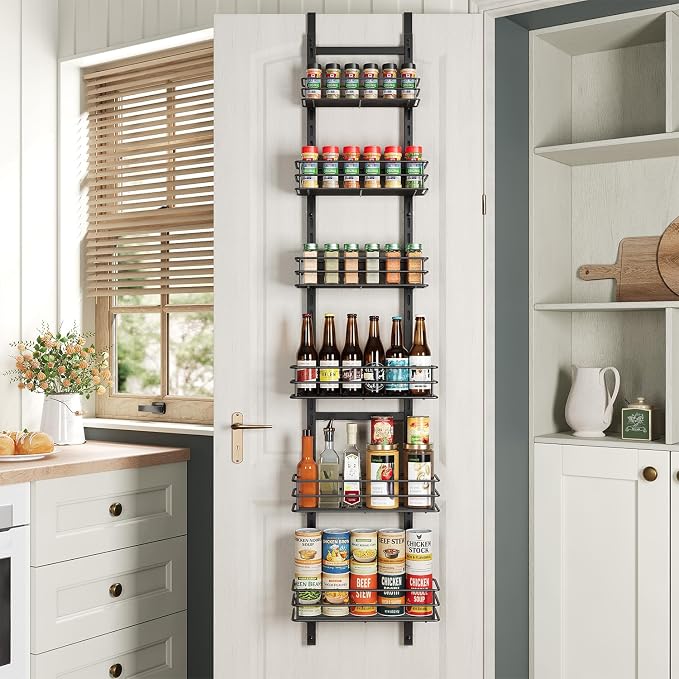 6-Tier Over the Door Pantry Organizer, Cabinet Door Organizer, Kitchen Pantry by Purdaz