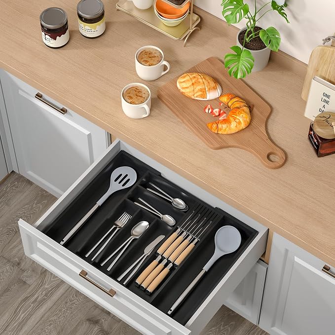 TIOPGHAD Bamboo-Silverware-Drawer-Organizer-Kitchen, Expandable Utensil Holder - Image 7