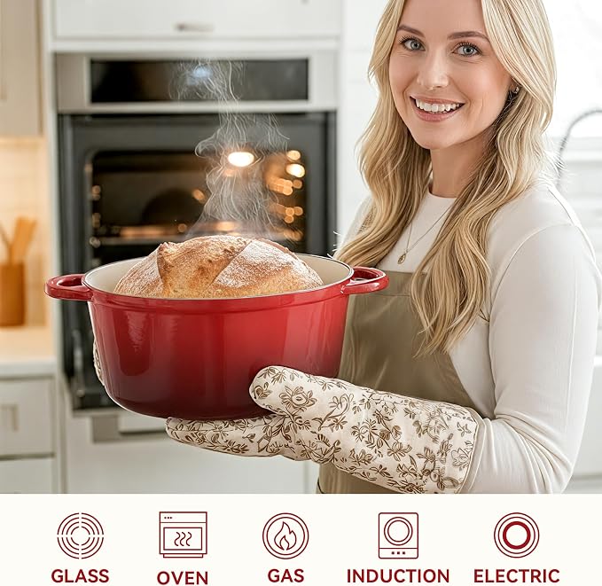 4.5 Quart Dutch Oven Pot with Lid, Non Stick Enameled Cast Iron Dutch Oven - Image 5