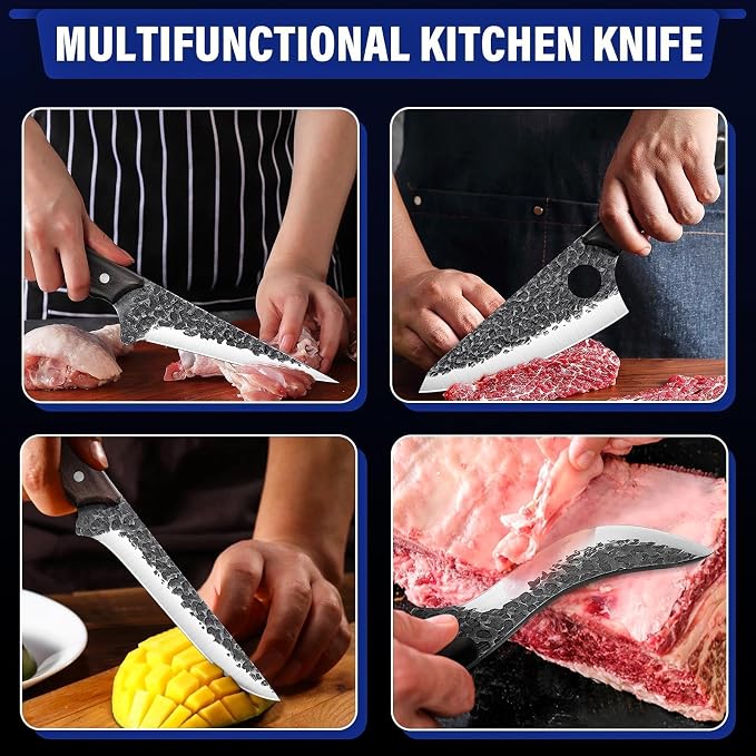 TAN REN Butcher Knife Set for Meat Cutting, Hand Forged Viking Kitchen Knives - Image 5