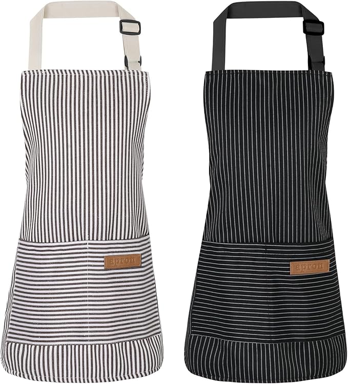 2 Pack Stripes Kids Apron, Kids Cooking Aprons by XLSXEXCL