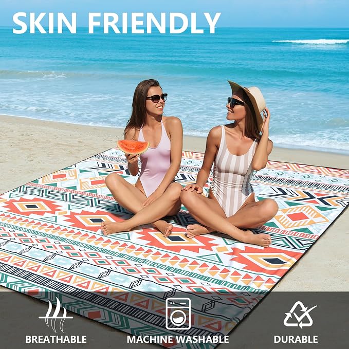 HIHOHO Beach Blanket Waterproof Sandproof Extra Large Beach Mat 79" X - Image 4