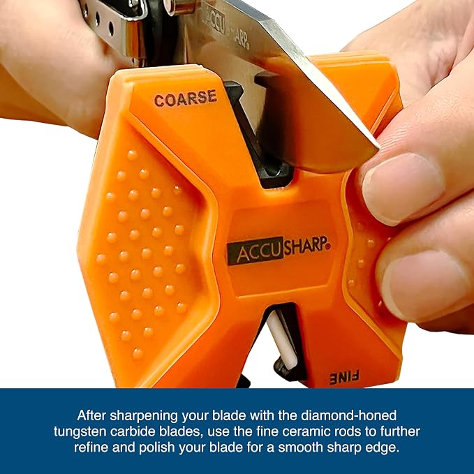 AccuSharp Pull Through Knife Sharpener Keychain, 2-Stage Sharpener - Image 4