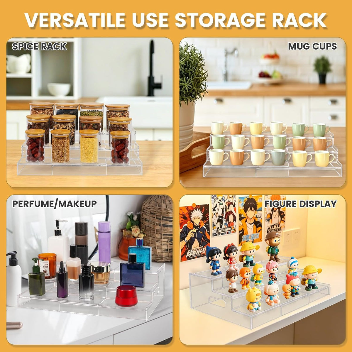 Expandable Can Rack Organizer, 3 Tier Acrylic Can Food Storage for