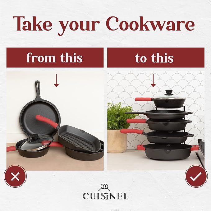 Pan Organizer - Silicone-Coated Non-Slip 12" Heavy Duty Skillet Rack - Kitchen - Image 2