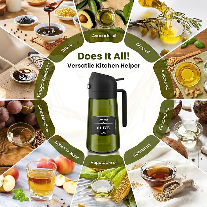 LAKUMIQI 2 in 1 Oil Sprayer for Cooking, 16oz Olive Oil Dispenser Bottle for - Image 7