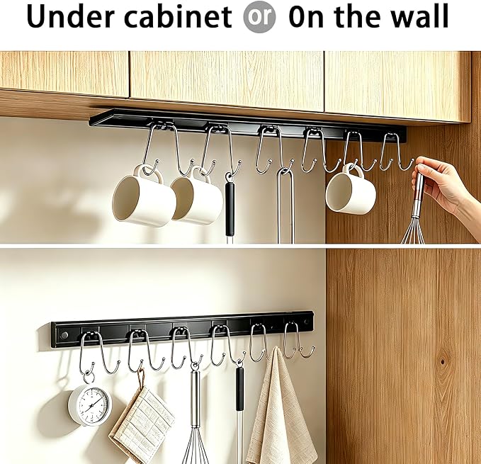 Cociat 2PCS Utensil Racks with 12 Hooks 17.2 Inch Kitchen Utensil Holders - Image 4