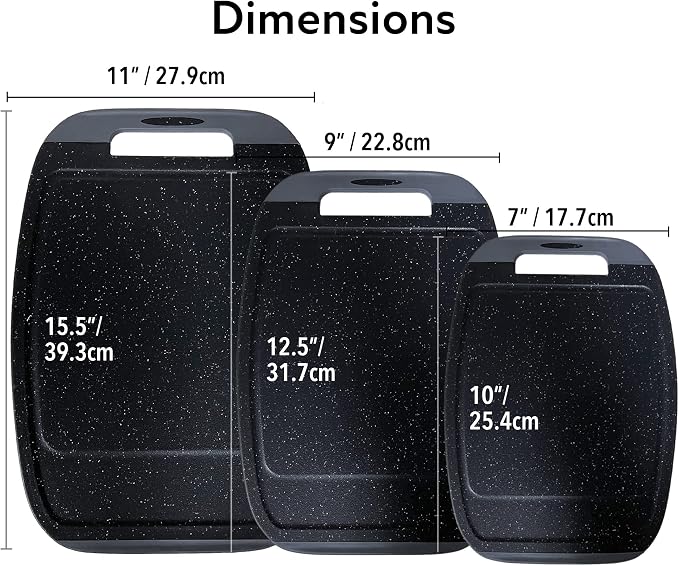 Neoflam Microban Antimicrobial Plastic Cutting Board 3 Sets, BPA Free, Non-Slip - Image 6