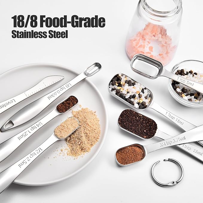 18/8 Stainless Steel Measuring Spoons: Doosu Heavy Duty Rectangular Spoon - Image 3