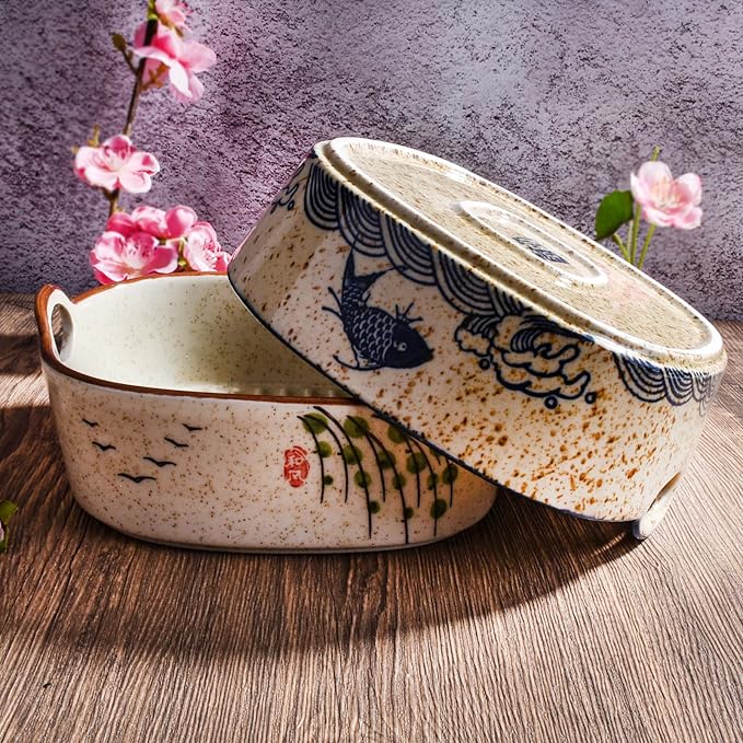 Japanese Style Ceramic Casserole Dish, 6.7-Inch Square Baking Dish - Image 3