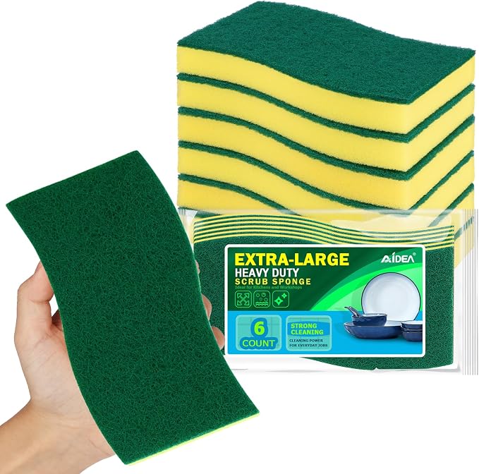 AIDEA Sponges Kitchen, XL Heavy Duty Dish Sponge, Cleaning Dish Scrubber Sponge by AIDEAHOME