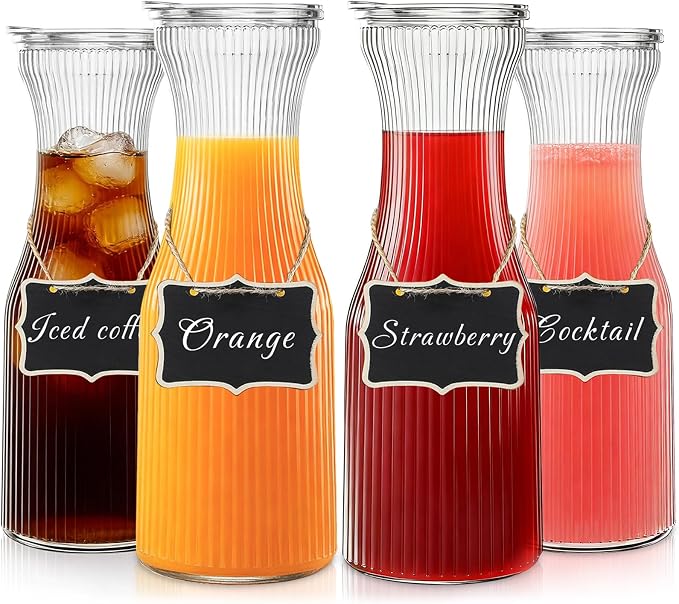 INSETLAN 1 Liter Ribbed Glass Carafe by INSETLAN