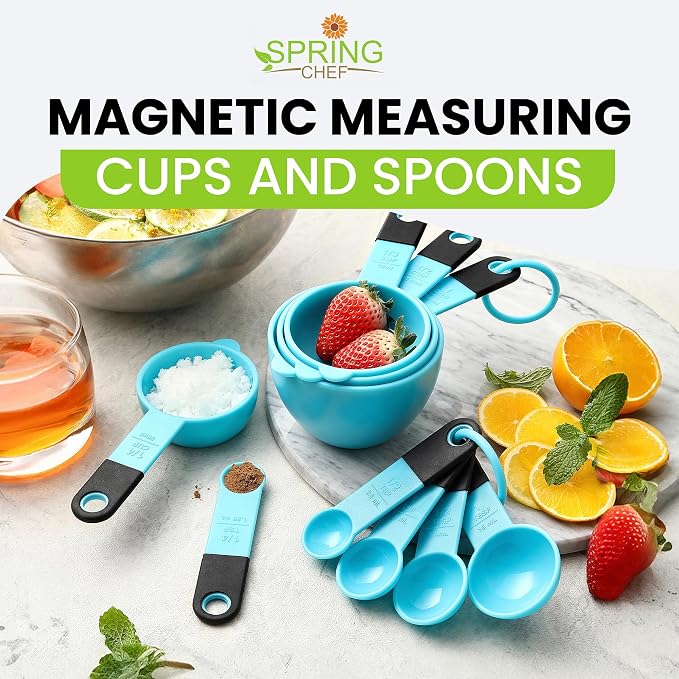 Spring Chef Magnetic Measuring Cups and Spoons Set of 9, Nesting Plastic - Image 7