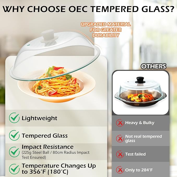 OEC Lighter Weight Tempered Glass Microwave Splatter Cover - Image 7