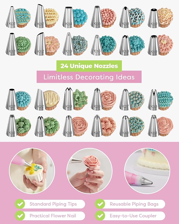 Kootek 32-Piece Piping Bags and Tips Set - Image 2