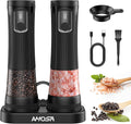 Electric Salt and Pepper Grinder Set, Upgrade 2-Speed Setting, External 5 by AMOSA