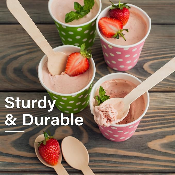 LotFancy Disposable Wooden Spoons, Biodegradable Compostable Eco-friendly - Image 4