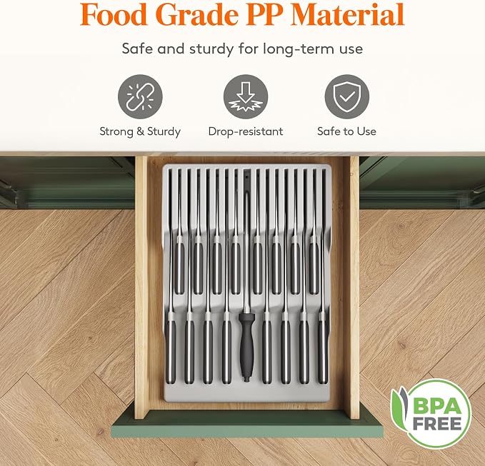 Lifewit Magnetic Drawer Knife Organizers Insert, Kitchen Plastic In Drawer - Image 7