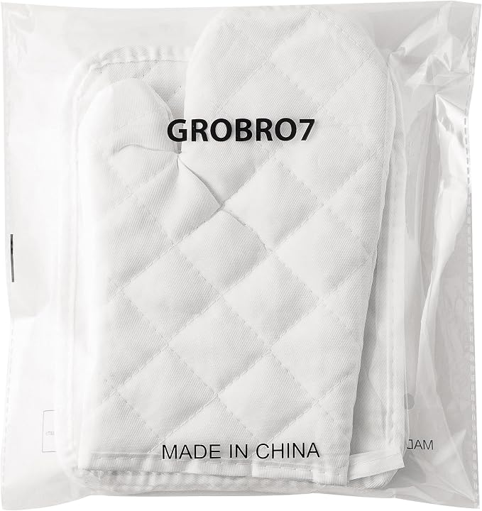 GROBRO7 6Pcs Cotton Oven Mitts and Pot Holders Set Heat Resistant Hot Pads - Image 7