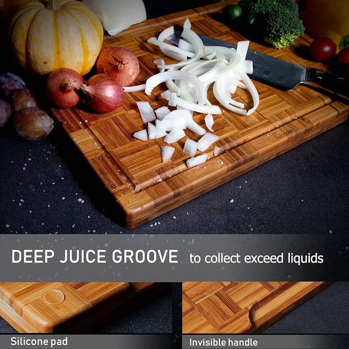 Kikcoin Extra Large Bamboo Cutting Boards, Chopping Boards - Image 3