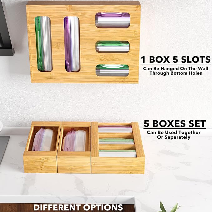 SpaceAid Bag Storage Organizer for Kitchen Drawer, Bamboo Organizer, Compatible - Image 6