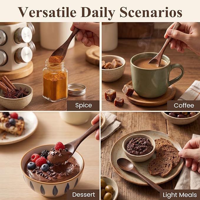 HANSGO 6PCS Wooden Spoons for Eating, 6 Inch Small Wooden Spoons for Honey - Image 3