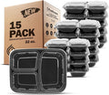 Freshware Bento Box Meal Prep Containers, 3-Compartment, 32 ounce by Freshware