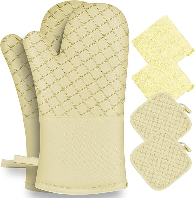 6 Pcs Oven Mitts and Pot Holders, 500℉ Heat Resistant Oven Mitts by Unknown