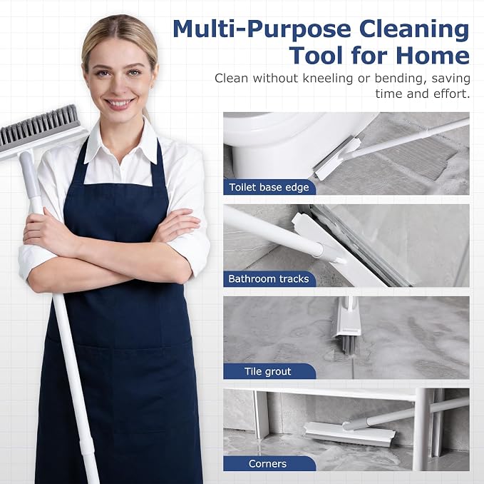 IVYROLL Grout Brush with Long Handle, Floor Cleaning Scrubber with Stiff - Image 7