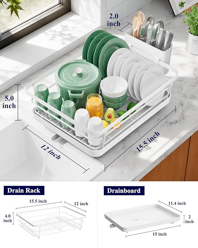 Kitsure Dish Drying Rack for Kitchen Counter, Stainless Steel Sink Organization - Image 2