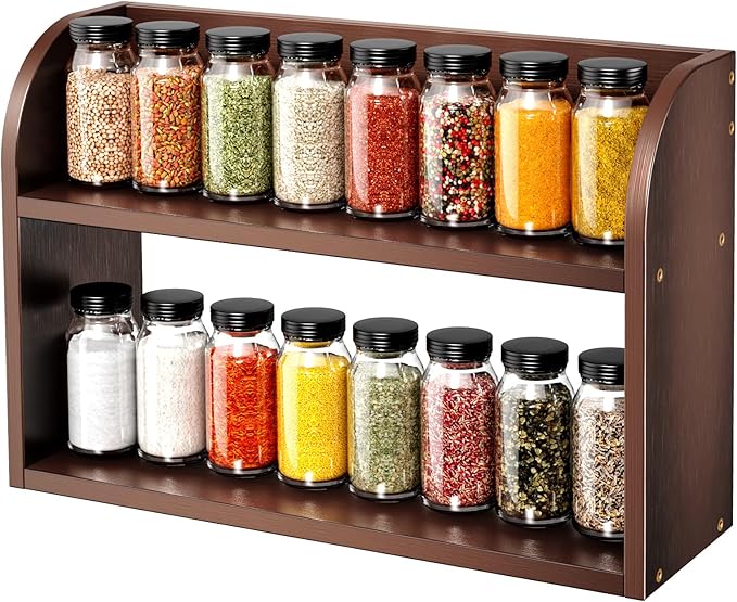 ROMGUAR CRAFT 2 Tier Bamboo Spice Rack, Countertop or Wall Mounting Wood Spice by ROMGUAR+CRAFT