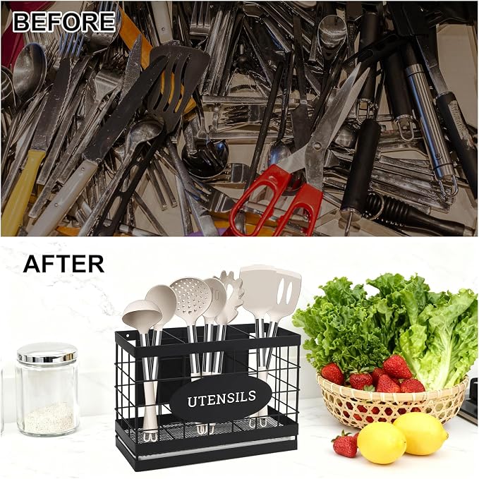 Magnetic Utensil Holder for Fridge Large Silverware Organizer Kitchen Utensil - Image 5