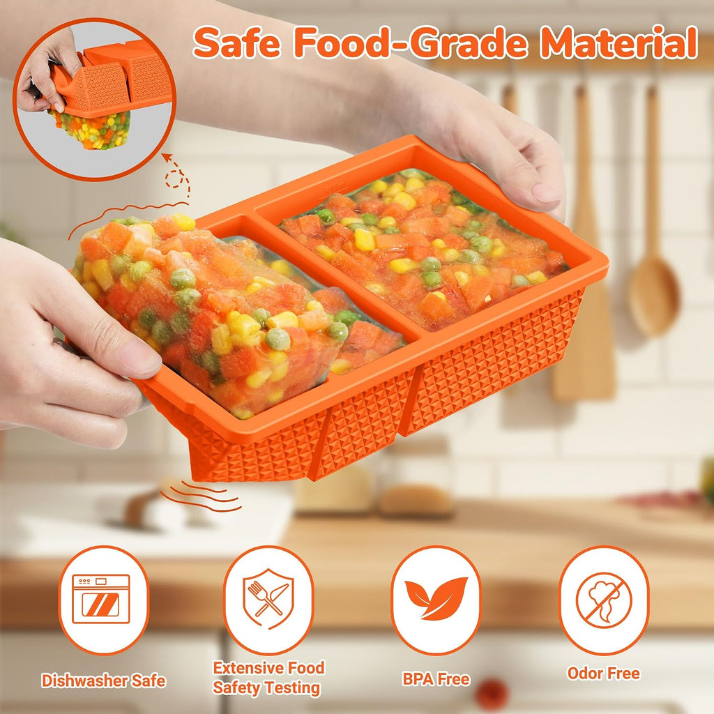 Silicone Freezer Trays with Lid (2-Pack), 1-Cup & 2-Cup Silicone Molds