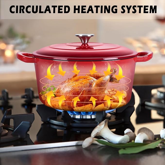 TeamFar 3qt Dutch Oven, Small Enameled Cast Iron Dutch Oven Pot - Image 6