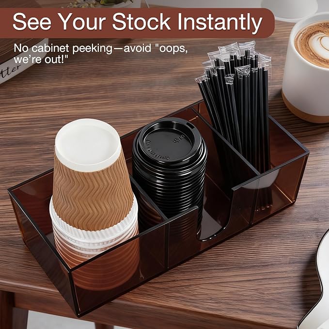 Acrylic Coffee Cup Holder for Countertop, 3 Slots Acrylic Coffee Bar - Image 4