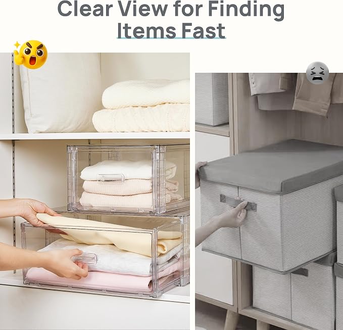 Vtopmart 9 Pack 18QT Clear Stackable Storage Drawers, Easily Assemble Closet - Image 8