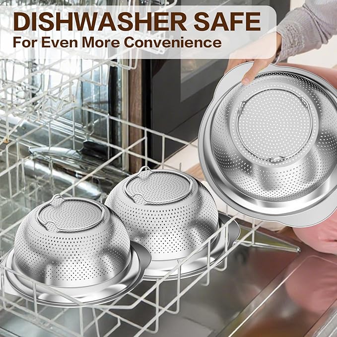 Stainless Steel Colander for Kitchen, Stainless Steel Strainer, Pasta Strainer - Image 8