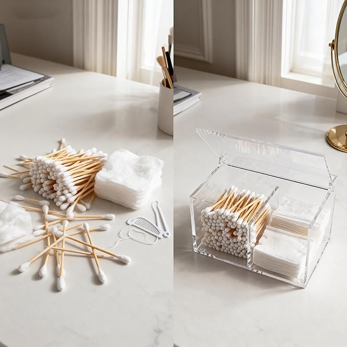 Clear Acrylic Cotton Swab Ball Holder Qtip Organizer - Image 4