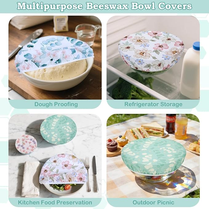 5-Size Reusable Beeswax Bowl Covers - Image 5