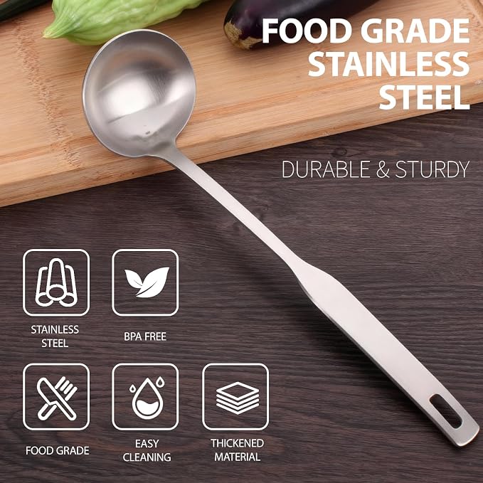 Professional Stainless Steel Soup Ladle, 11.8" Comfort Grid, Long Ergonomic - Image 5