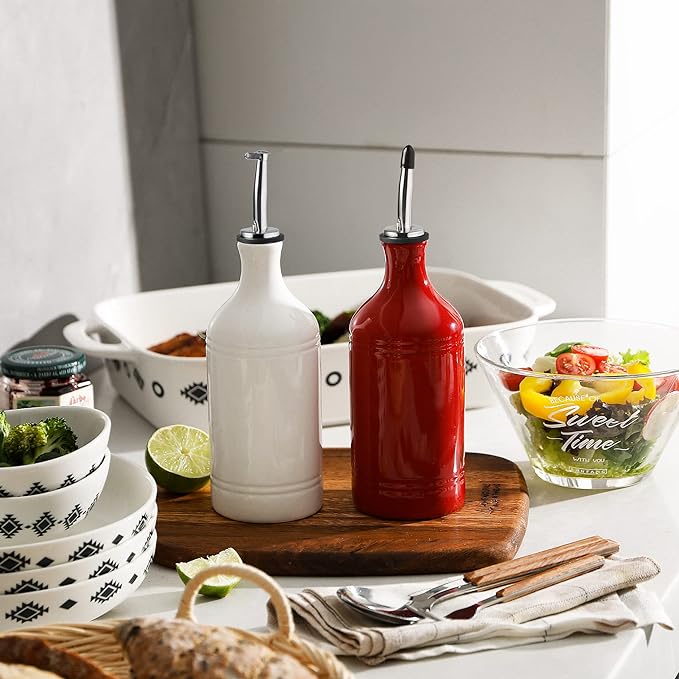 Sweejar Ceramic Olive Oil Dispenser Bottle, Opaque Oil Cruet Protects to Reduce - Image 5