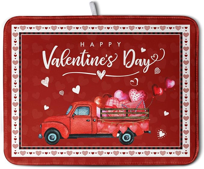 Happy Valentine's Day Dish Drying Mat by Kwlegh