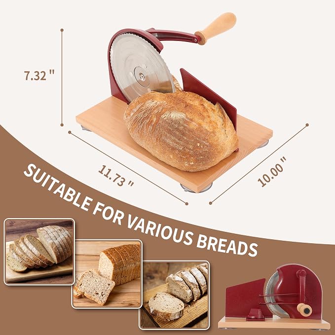 CAWIU Manual Bread Slicer with Hand Crank- Adjustable Thickness Bread Cutter - Image 6
