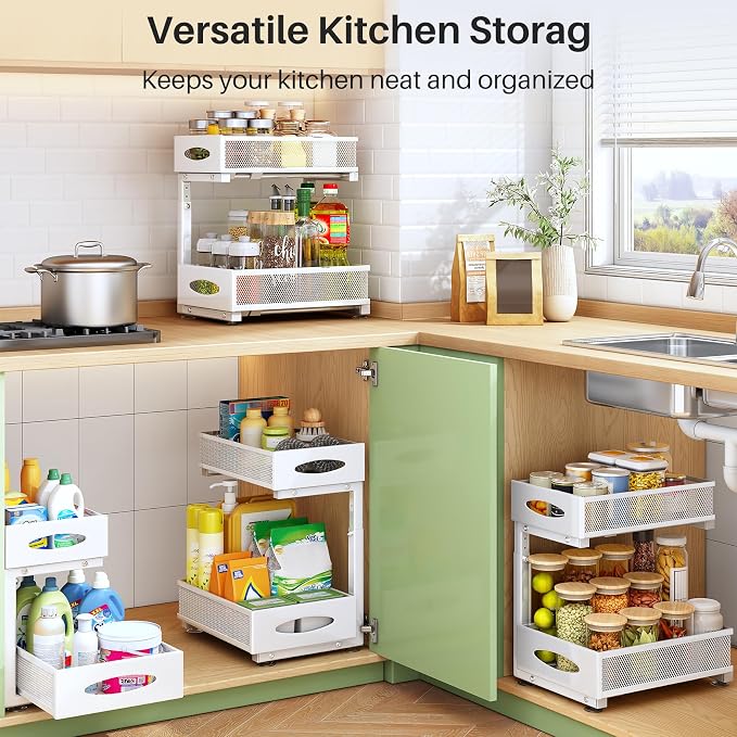 Under Sink Organizer, 2 Tier Pull out Cabinet Organizer Baskets - Image 9