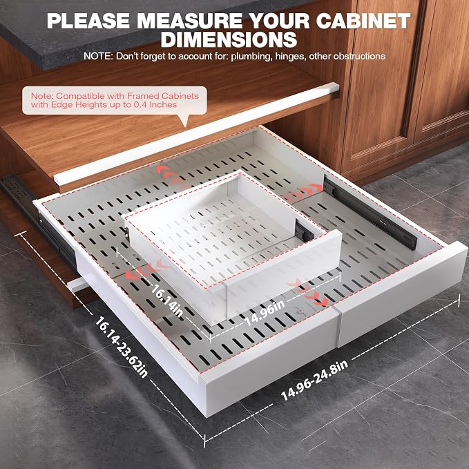 Seinloes 2 Pack Pull Out Cabinet Organizer Expandable Width and Depth, Slide - Image 3