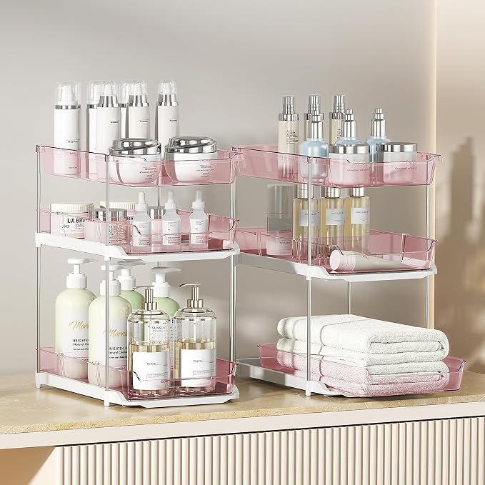 Delamu 2 Pack 3-Tier Bathroom Under Sink Organizers and Storage, Pull Out Clear - Image 5