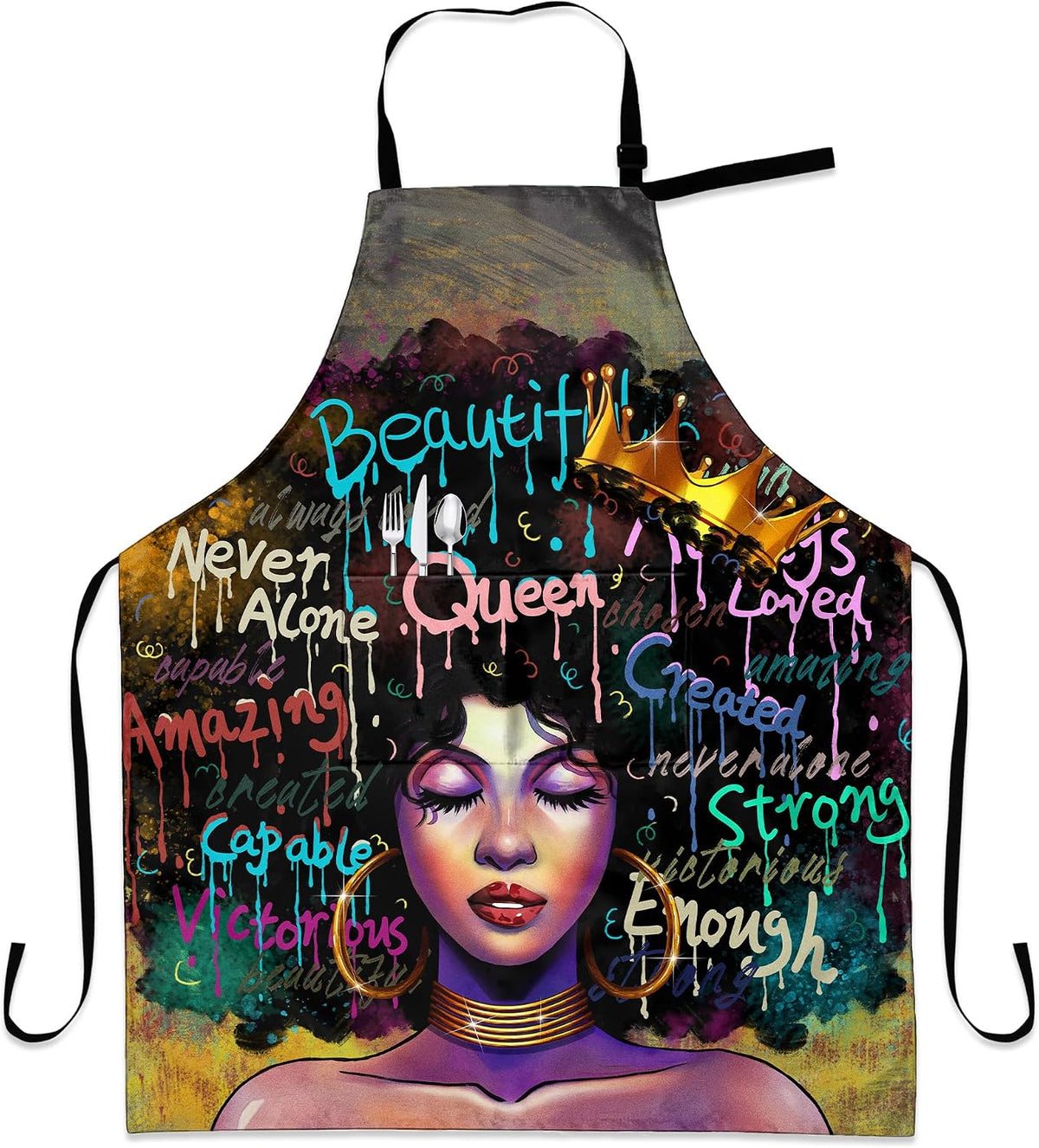 Aprons For Women With Pockets African Art Apron Black Girl Kitchen