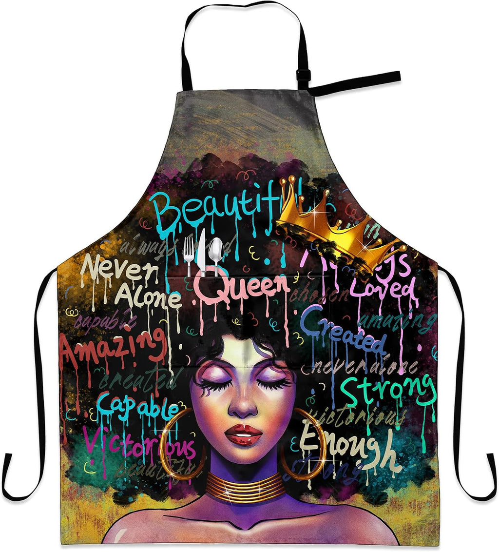 Aprons For Women With Pockets African Art Apron Black Girl Kitchen